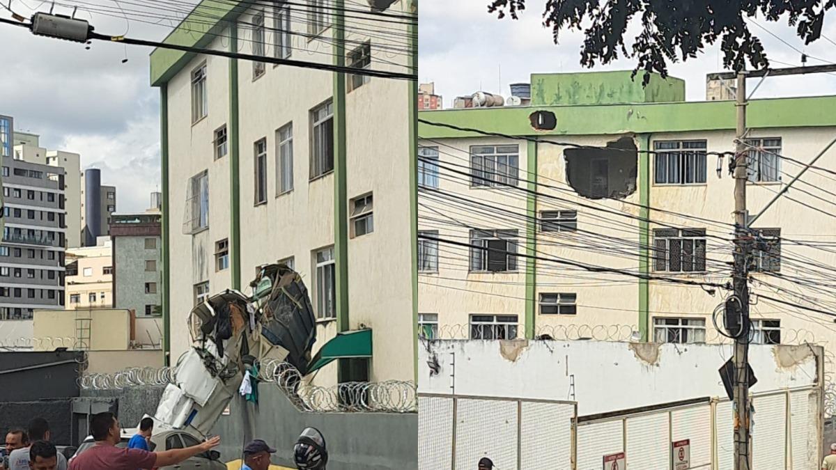Avião de pequeno porte cai e atinge prédio em Belo Horizonte