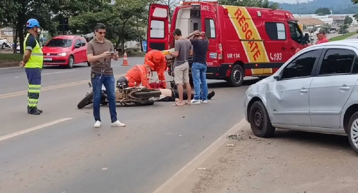 Motociclista fica ferido após acidente na BR-364 em RO